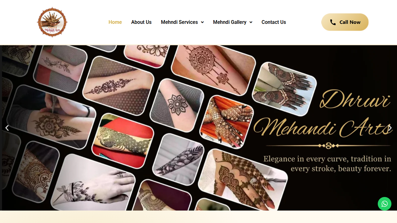 Dhruvi Mehndi Arts website preview