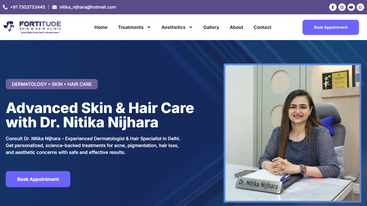 Dr Nitika Nijhara dermatology website preview